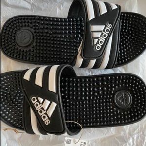 Adidas Adissage Black/White Slides - Brand New